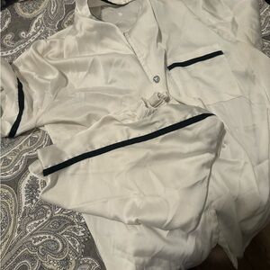 White Pajama Set with Black Trim